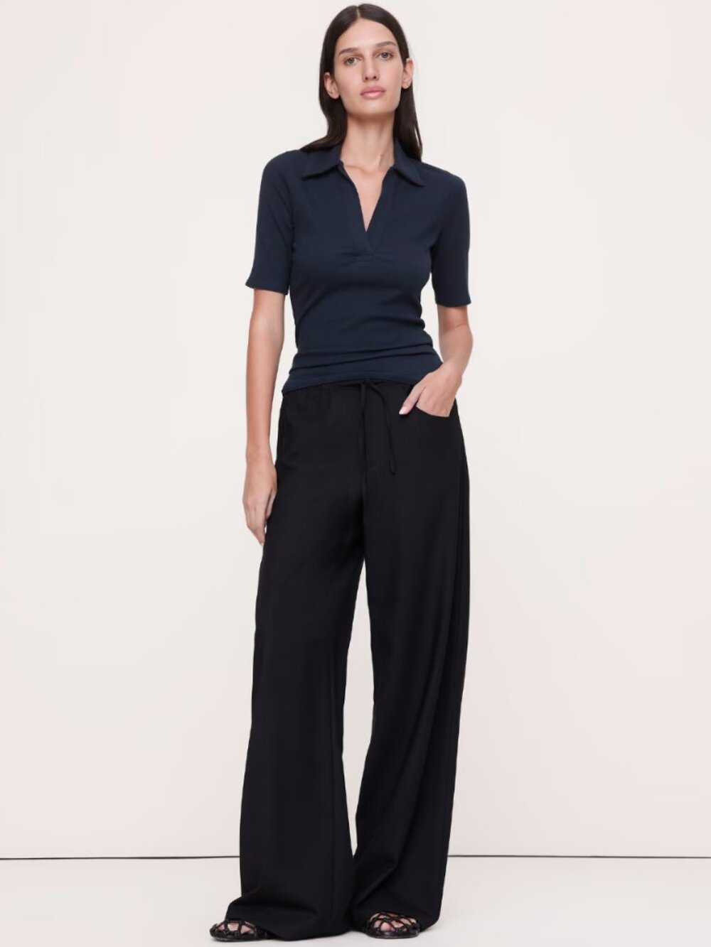 Banana Republic Ribbed Elbow-Sleeve Polo